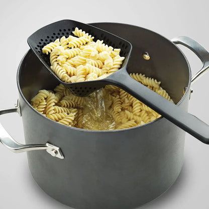 Scoop Colander Kitchen Strainer — Nylon Slotted Skimmer with Handle for Food Draining, Cooking, and Baking