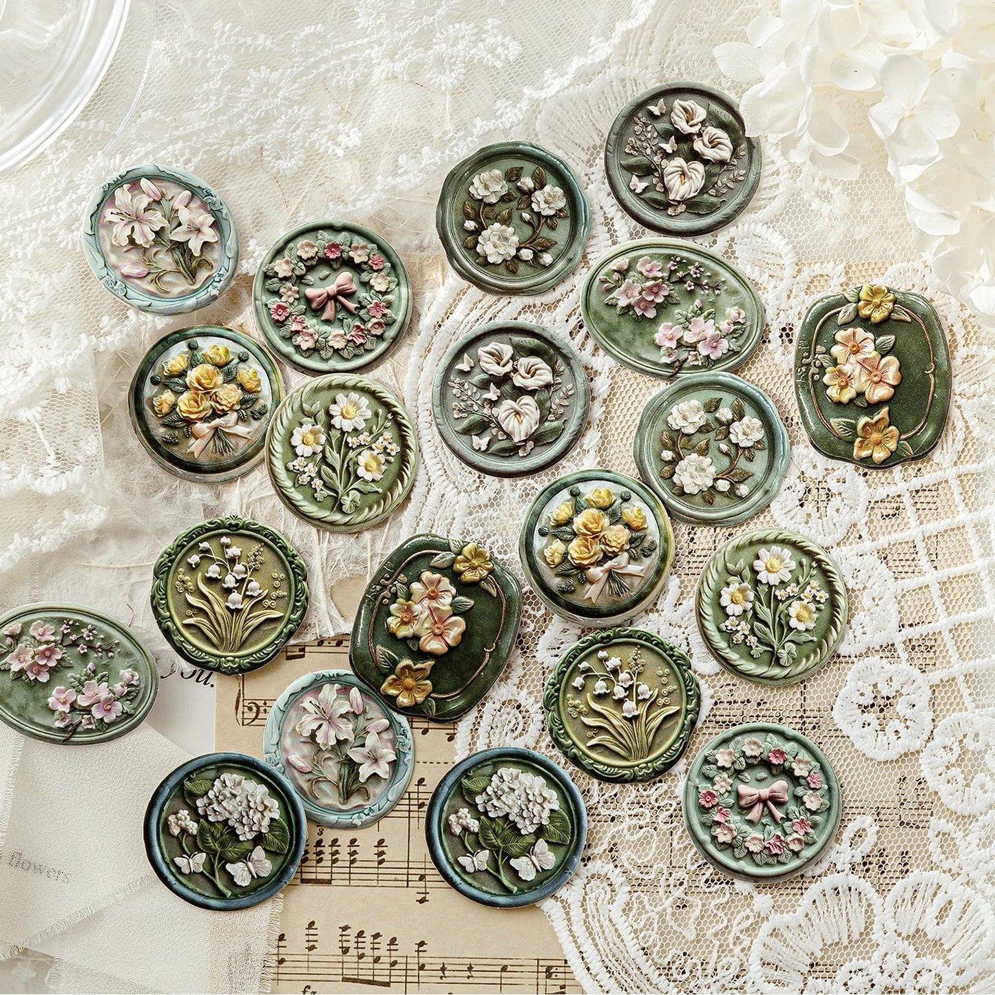 20PCS Wax Seal Sticker Set – DIY Scrapbooking & Junk Journal Decorative Paper Stickers for Collage Crafts & Creative Projects