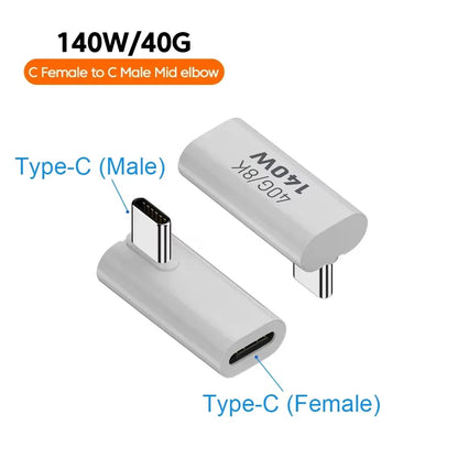 NNBILI 140W 40Gbps OTG Type-C Adapter – 90° USB-C to USB-C Fast Charging & Data Transfer for iPhone 15 & MacBook