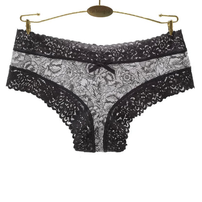 Sexy Lace Women's Cotton Panties, Bow Briefs Bikini Underwear, 5-Piece Set for Ladies & Girls