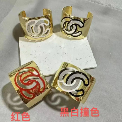 Gold Enamel Hollow Narrow Bracelet & Colorful Earrings Set — Classic Fashion, Lightweight Alloy Jewelry with Luxury Look