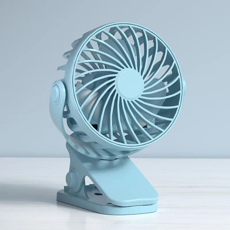 Rechargeable Portable Electric Fan – 720° Rotating Clip Fan with Night Light, Air Cooler for Outdoor, Camping & Desk Use