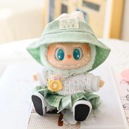 Mini Plush Doll Clothes – Kpop EXO Labubu Idol V1 V2 Circle Smile Shirt Outfit & Accessories Gift