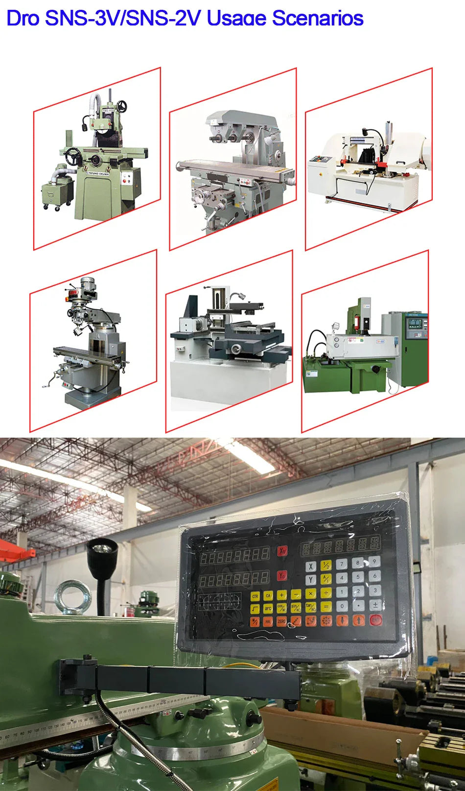 SNS-2V/3V 2-3 Axis DRO Digital Readout — TTL Signal Display for Lathe, Milling & CNC Boring Machines (80V-250V)