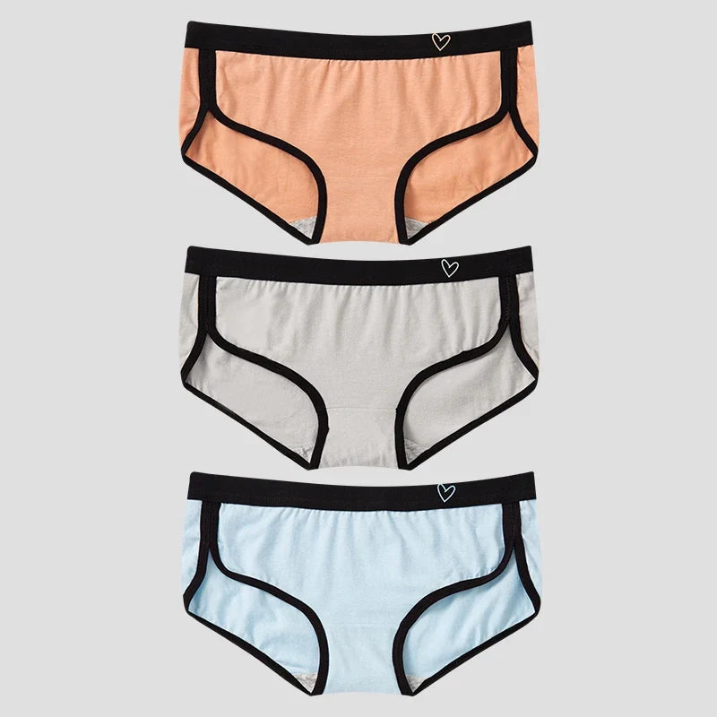 BANNIROU 3Pcs Women’s Cotton Briefs - Soft Breathable Low-Rise Sports Fitness Panties & Everyday Lingerie Underwear