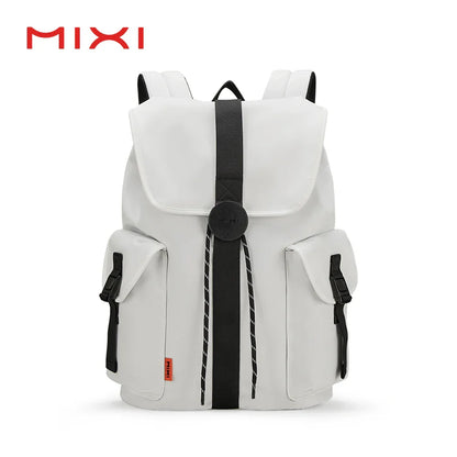 Mixi 16'' Waterproof Laptop Backpack - Lightweight Casual Travel Bag for College Students, Men and Women, 17 Inch White Rucksack