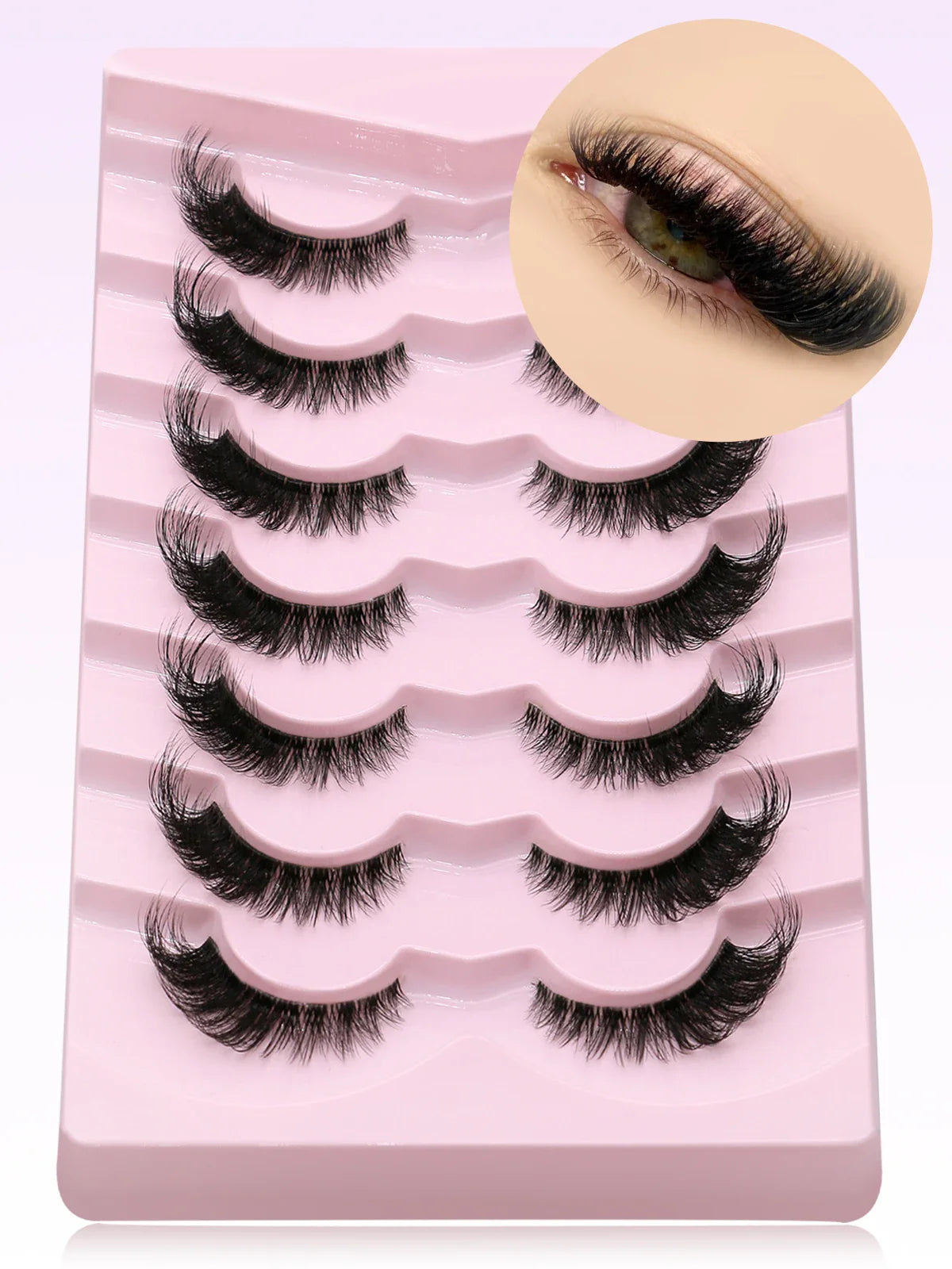 GROINNEYA Cat Eye False Eyelashes – Natural Long Clear Band Winged End Faux Mink Lashes for Eye-Enhancing Makeup