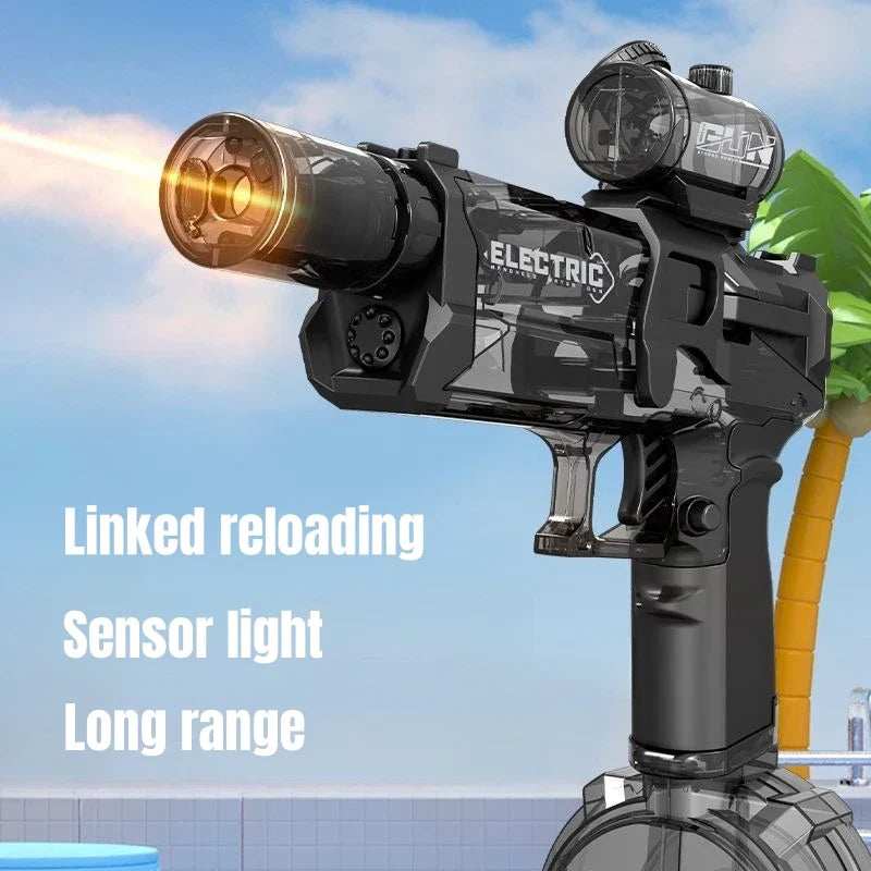 Electric Pulse Water Gun — Automatic Self-Absorbing Large-Capacity Light-Up Toy for Kids