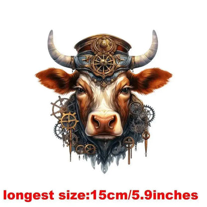 15cm Kids Steampunk Lion Iron-On Patch – Animal Heat Transfer Sticker for DIY Clothing, Apparel & Fabric Decoration Print