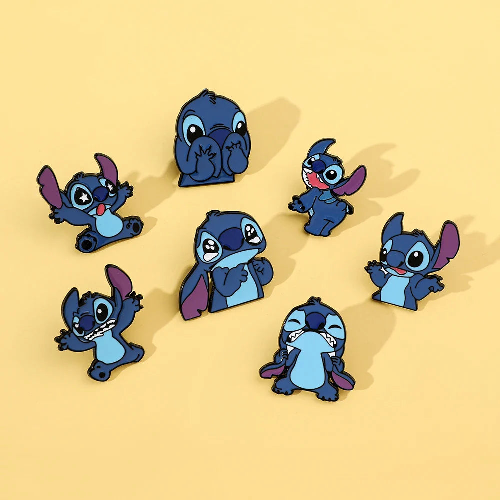 7 Pcs Lilo & Stitch Enamel Pins Set | Creative Stitch Brooches for Backpacks, Clothing & Accessories