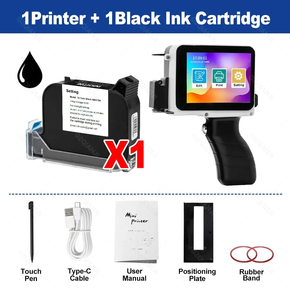 12.7mm Mini Handheld Inkjet Printer – Portable Coding Machine for Date, Batch, Logo & Plastic Label Printing (28 Languages Support)