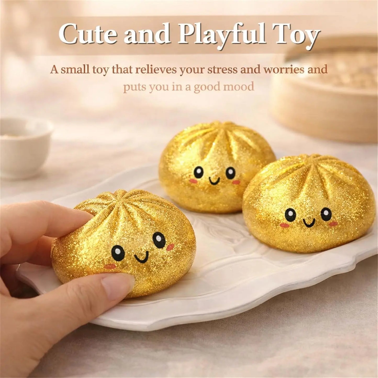a2027 Glitter Dumpling Squishy – Sensory Squeeze Toy with Box for Stress Relief