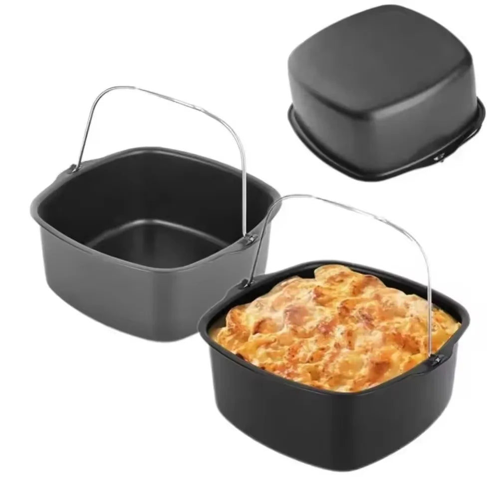 Non-Stick Cake Pan - 6/7/8 Inch Oven & Air Fryer Bakeware with Handles for Pizza, Cakes & Desserts