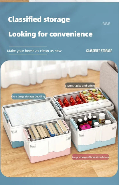 Extra Large Foldable Storage Box with Lid — Book, Snack, Toy, and Classroom Organizer for Home & Living Room