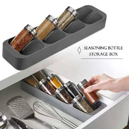 Kitchen Drawer Cutlery Organizer – Knife, Spoon & Fork Storage Tray with Spice Bottle Holder
