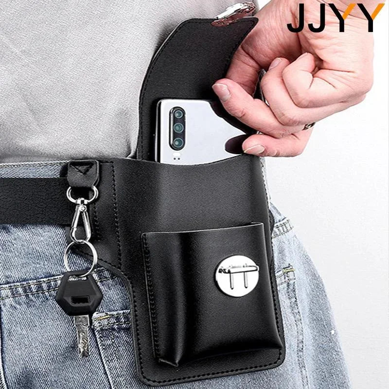 Men’s Leather Vintage Waist Bag – Phone Holster Pouch for Travel, Hiking & Outdoor Use