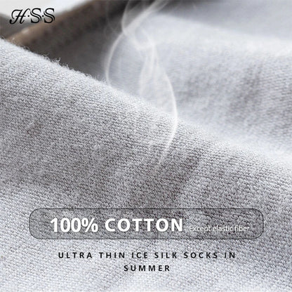 5 Pairs/Lot Men's Boat Socks - HSS 100% Cotton, Deodorant, Sweat Absorption, Thin, Breathable, Non-Slip Silicone Summer Socks