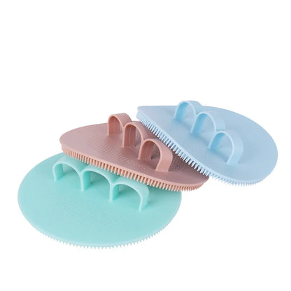 Silicone Body Scrubber with Natural Bristles – Skin Exfoliating Shower Sponge & Bath Brush