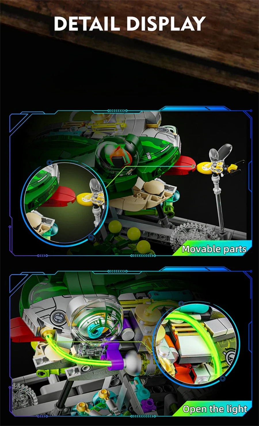 Mechanical Shark & Sea Life Building Blocks Set – Crocodile, Parrot, Mantis, Frog, Manta Ray Toy for Kids