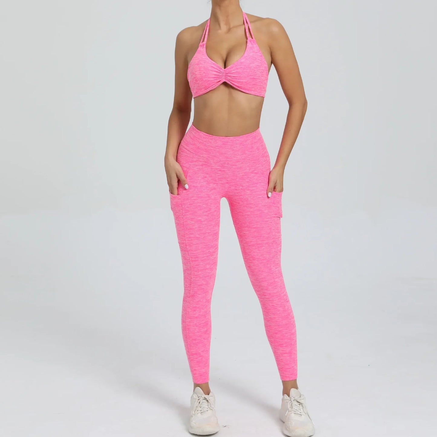 Sexy Women’s Yoga Set – Crop Top Sports Bra & Shorts Gym Tracksuit for Running, Fitness & Workout