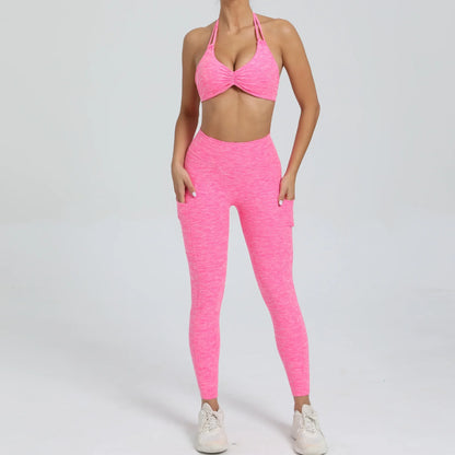 Sexy Women’s Yoga Set – Crop Top Sports Bra & Shorts Gym Tracksuit for Running, Fitness & Workout