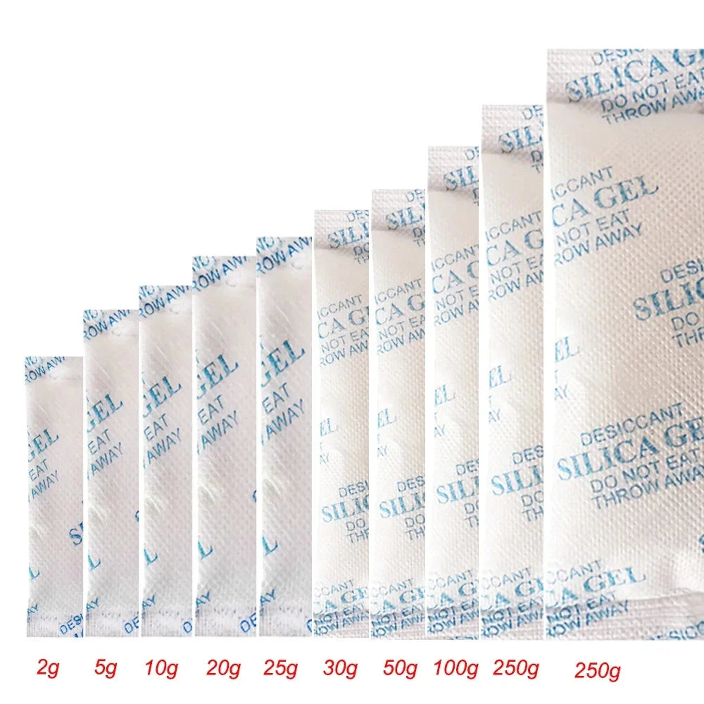 Non-Toxic Silica Gel Desiccant Bags – 2/5/10/20g Moisture Absorber for Kitchen, Room, and Living Spaces