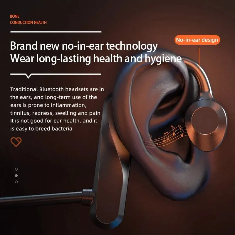 K69 Bone Conduction Earphones – Bluetooth HiFi Wireless Sport Ear-Hook Headset with Mic, Waterproof Earbuds