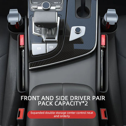 Multifunctional Car Seat Gap Organizer – Leak-proof PU Leather Storage Box with Cup Holder