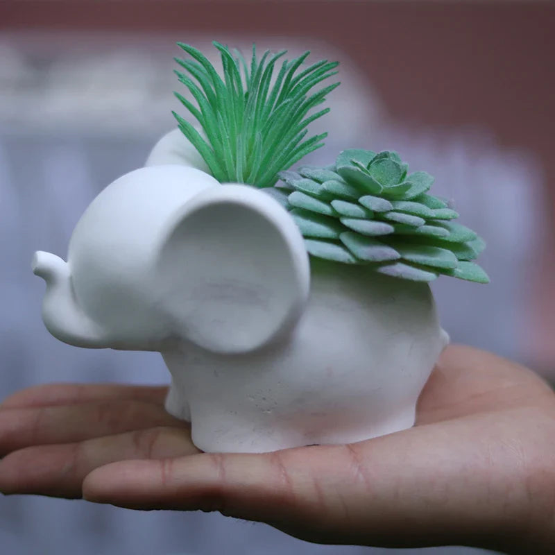 Cute Elephant Hedgehog Conch Geometric Modeling Silicone Mold - Concrete Cement Fleshy Flower Pot, Epoxy Resin Plaster Mould