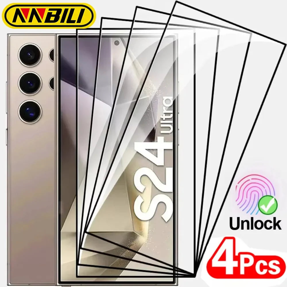NNBILI 4PCS Full Cover Tempered Glass - Samsung Galaxy S24/S25 Ultra, Plus, S23, S22 & S21 Screen Protectors