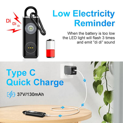 Hollarm Personal Safety Alarm – 130dB Loud Rechargeable Keychain with LED for Women, Kids & Elderly