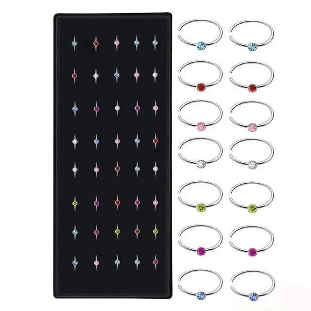 Women’s Crystal Stainless Steel Nose Stud – Hypoallergenic 1.8mm Straight, L, or Screw Nose Ring Jewelry