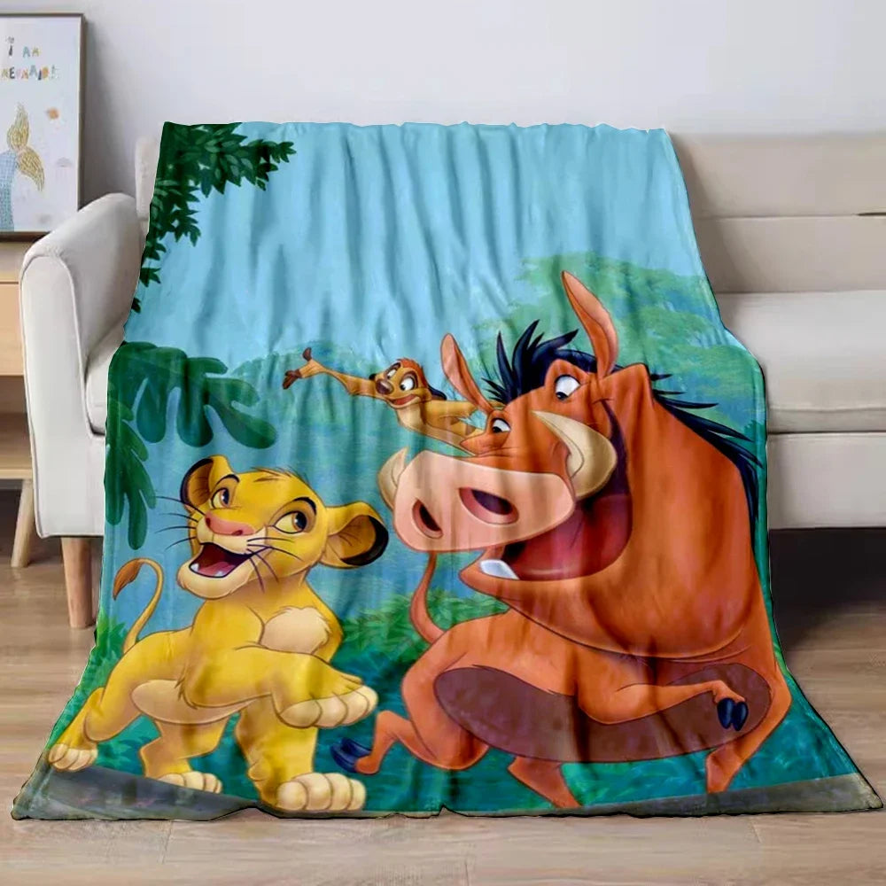 Lion King Simba Cartoon Flannel Blanket – Soft Cozy Throw for Sofa, Bed, Car, Camping, Travel & Kids Gift