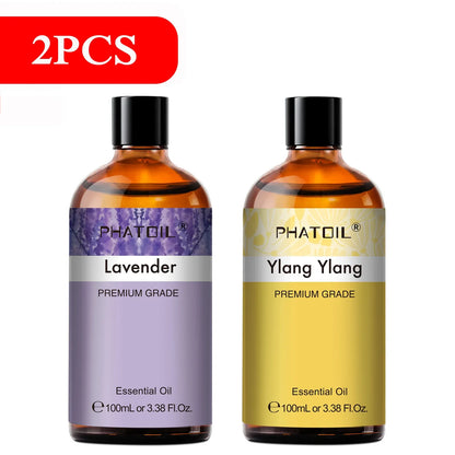 PHATOIL 100ml Aromatherapy Essential Oil Set – Lavender, Rose, Vanilla, Eucalyptus, Sandalwood & Pine Needles for Diffusers & Candle Making