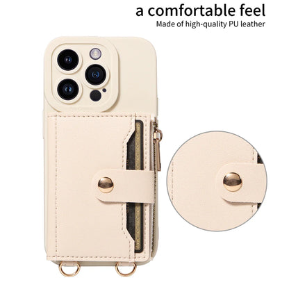 Faux Leather Crossbody Wallet Case for iPhone 16 Pro Max/15/14/13/12/11/XS Max/XR/7/8 Plus – Anti-Drop Phone Cover with Mirror & Card Holder