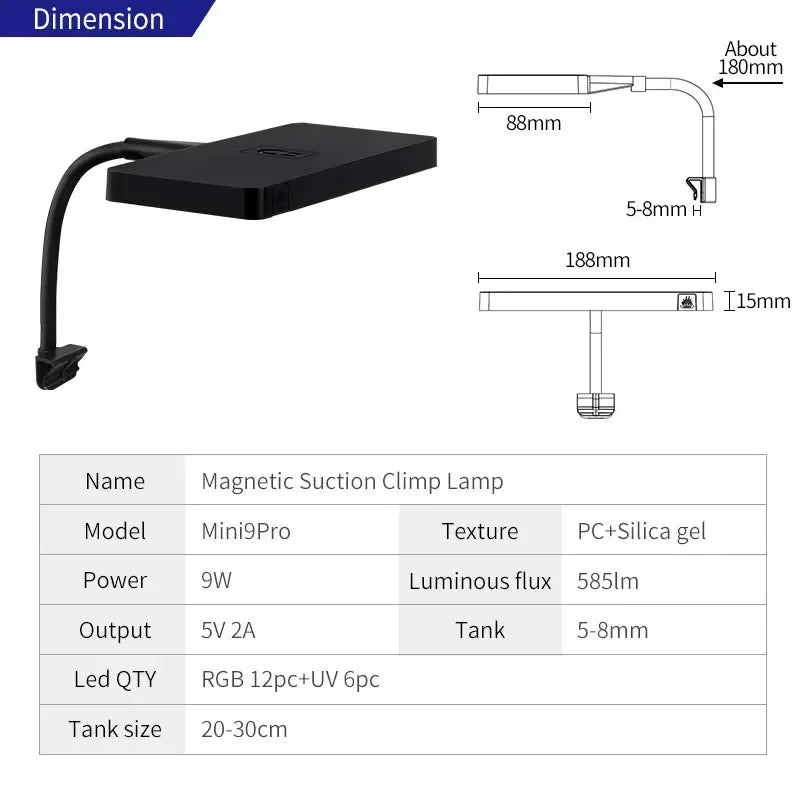 WEEK AQUA USB Aquarium Light – Full Spectrum LED for Plant Growth, Nano & Microlandscape Aquariums
