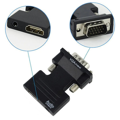 HDMI to VGA Converter Adapter - 1080P Video Audio Adapter with 3.5mm Jack for PC Laptop HDTV Projector
