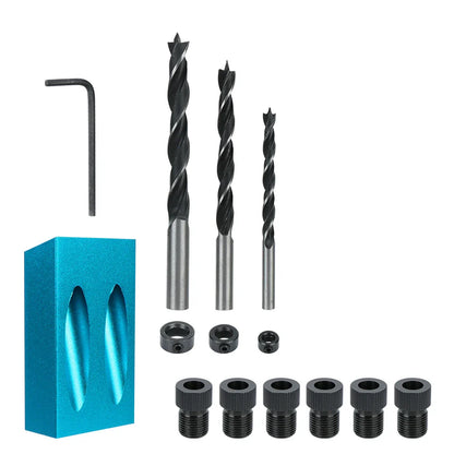 7/14/15PCS Pocket Hole Jig Kit – 15° Woodworking Drilling Guide & Locator with Drill Bit Set