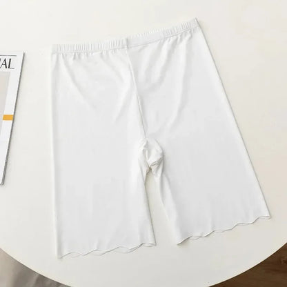 Women’s Seamless Ice Silk Safety Shorts - High Waist Anti-Chafing Thigh Cover Underwear for Plus Size Comfort