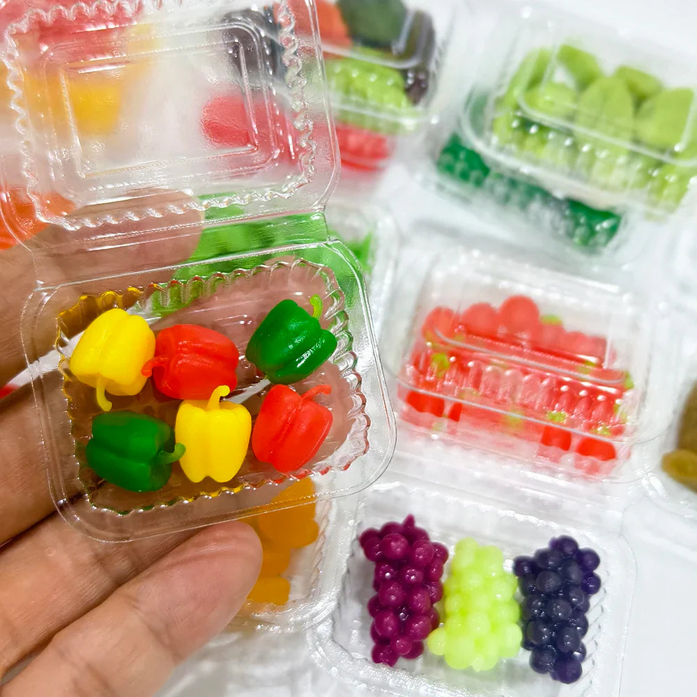 Miniature Dollhouse Food Set – Simulated Fruits & Vegetables for BJD & Blythe Dolls (Grape, Meat, Orange, Radish)