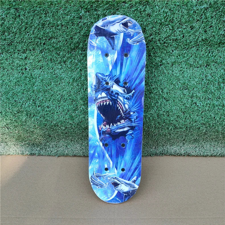 43cm Kids' Maple Skateboard – Double Rocker Deck with Cartoon Stickers for Beginners & Young Riders