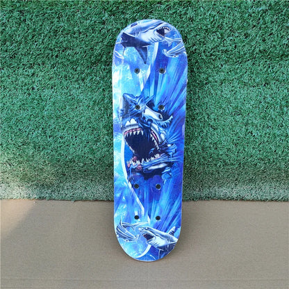 43cm Kids' Maple Skateboard – Double Rocker Deck with Cartoon Stickers for Beginners & Young Riders