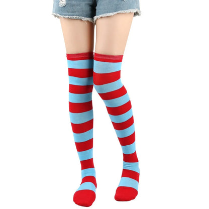 Stylish Knee-Length JK Striped Socks for Women & Girls – Multi-Color Cute Thigh-High Socks   1/2
