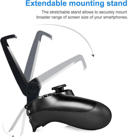 PS4 Mobile Cell Phone Stand: Controller Mount Hand Grip for PlayStation 4 Gamepad - Compatible with Samsung S9 S8, Phone Clip Holder