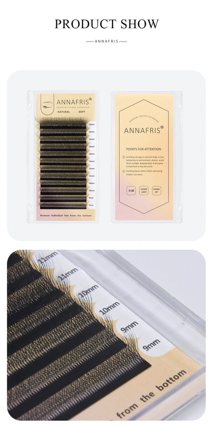 ANNAFRIS Premade Volume Lash Fans – YY 3D 4D 5D W-Shaped Automatic Flowering Mink Eyelash Extensions, Soft & Dense