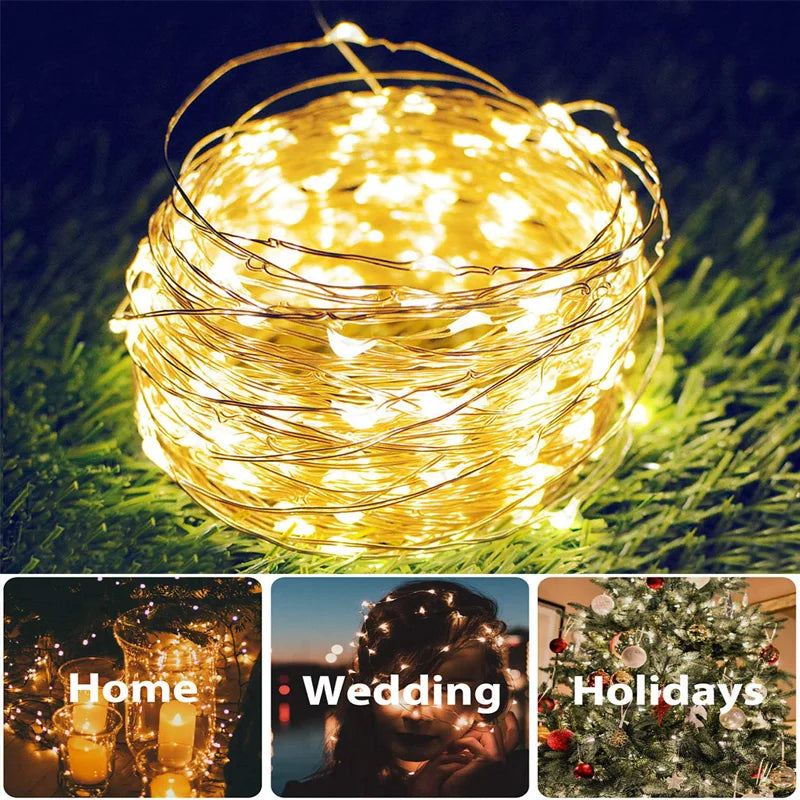 Solar LED Fairy String Lights – 7m/12m/22m/32m Outdoor Waterproof Garland with 8 Modes – Party, Wedding, Christmas Decoration Lamp