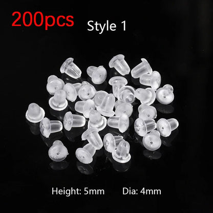 100-200PCS Rubber Earring Backs & Fishhook Ear Stoppers for Jewelry Making and DIY Earring Repairs