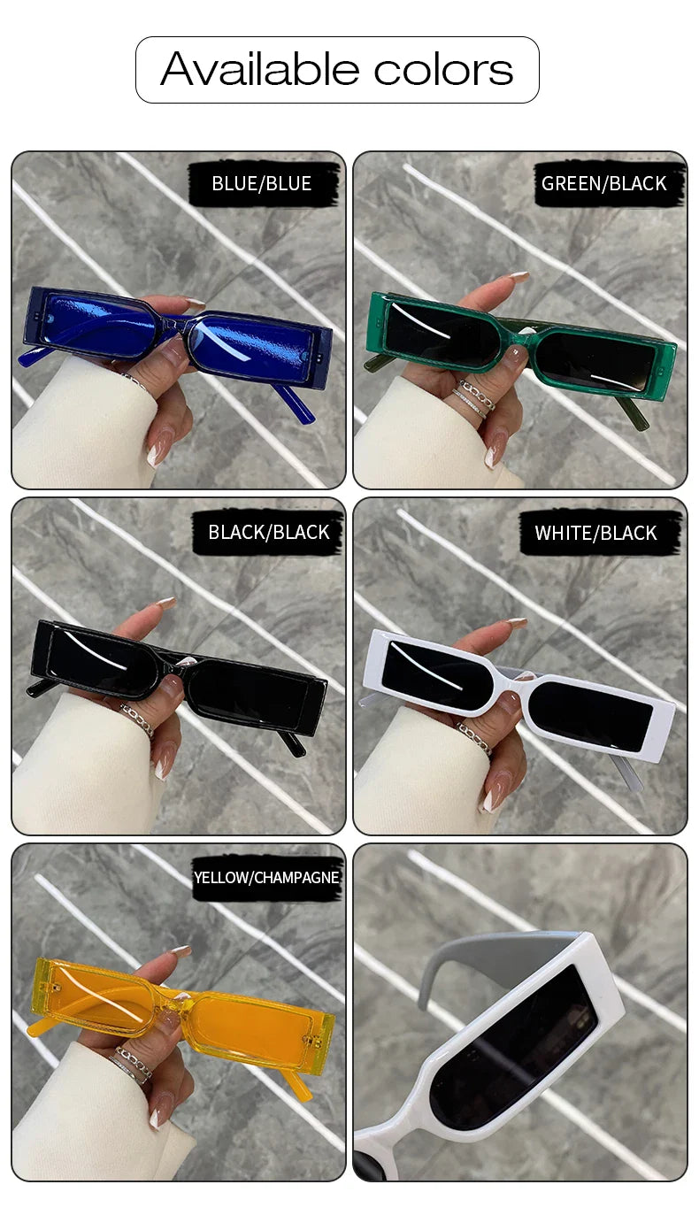 Luxury Rectangle Vintage Sunglasses for Men – Hip Hop Designer Black Small Frame UV400 Shades