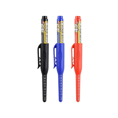 45mm Deep Hole Marker Pen - Waterproof Long Nib Carpenter Pen for Woodworking, Black/Blue/Red Ink