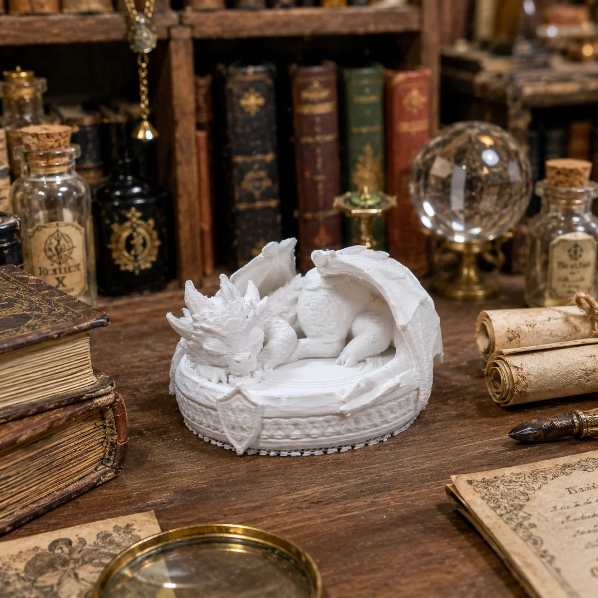 Mini Sleeping Dragon Figurine - Cute Tabletop & Bookshelf Decor for Collectors